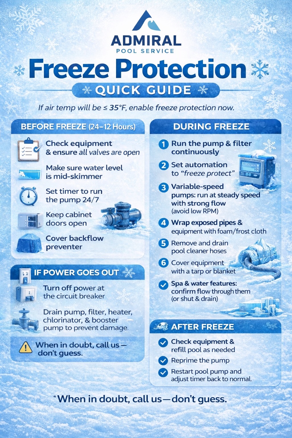 Admiral Pool Service Freeze Protection Quick Guide