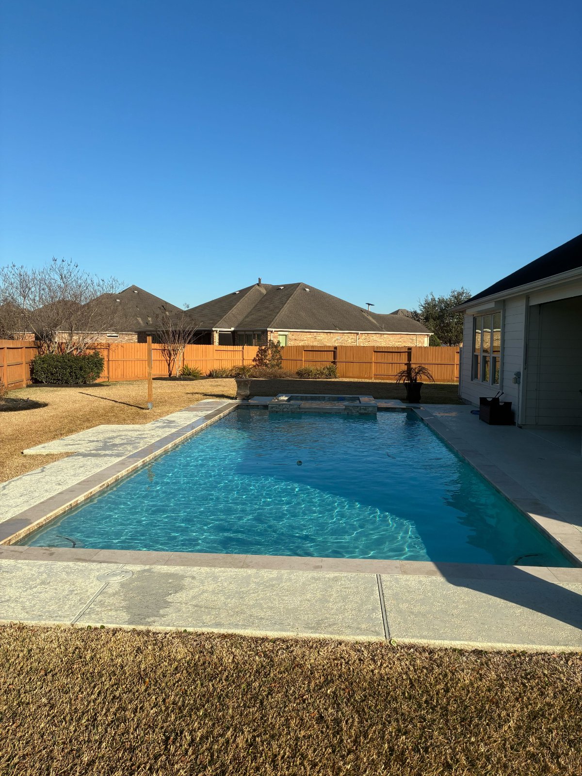 Residential pool in League City after weekly cleaning
